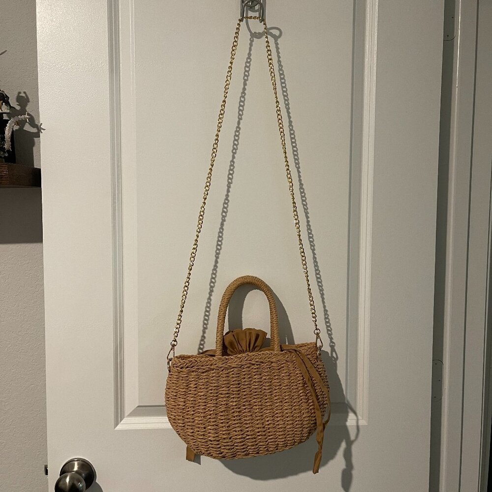 Straw Drawstring Mini Bucket Handbag - image 6